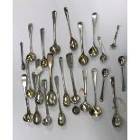 A collection of twelve various silver salt spoons, various dates and makers,