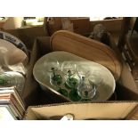 Five boxes of sundry china, glass to include a Haviland Limoges, Tout Venant part tea service,