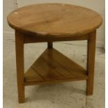 A pine cricket table, the circular plank