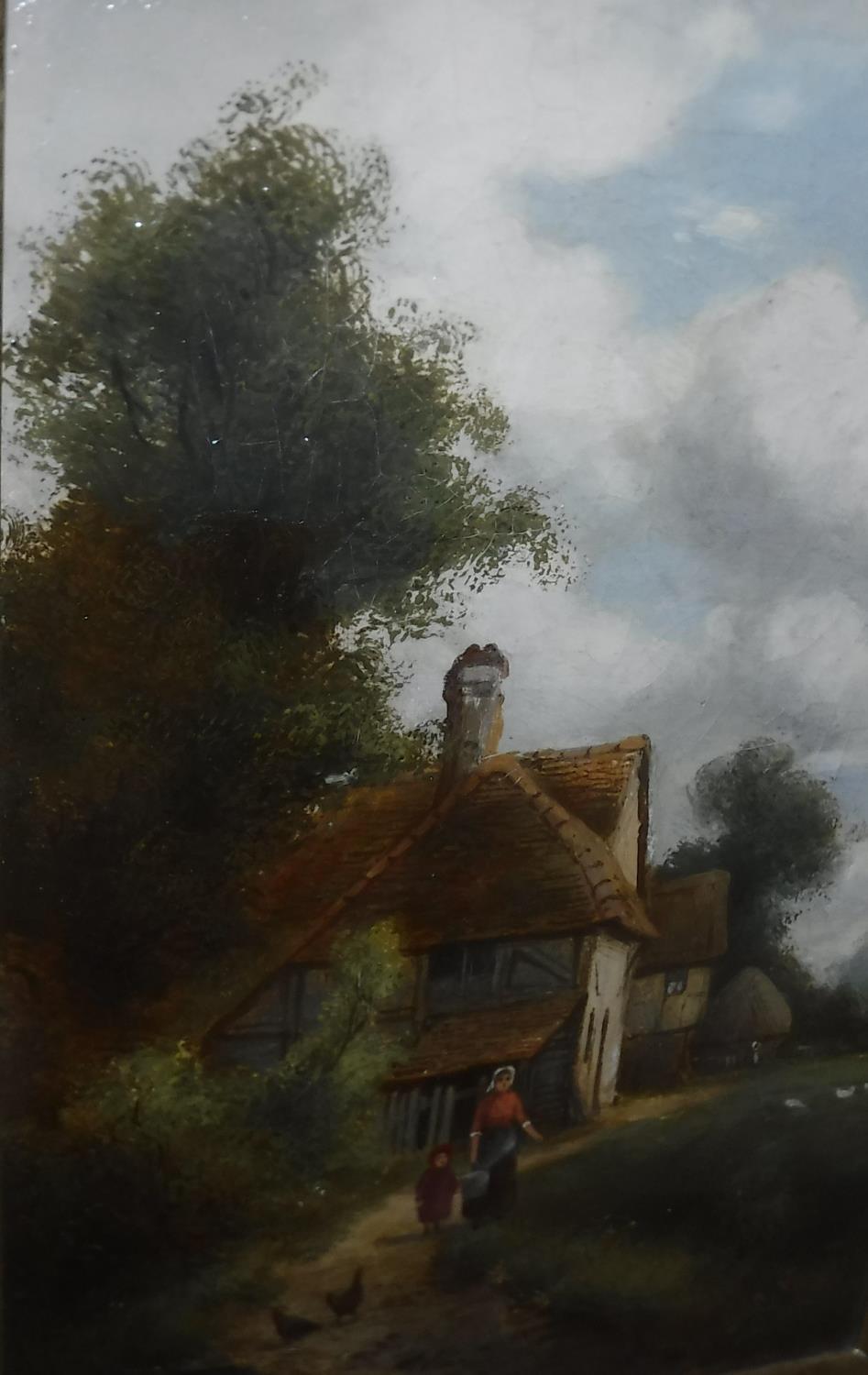 C. VICKERS "Mother and child by cottage"