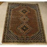 An Afshar rug, the central panel set wit