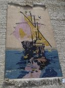 An Art Deco Chinese rug with ship design