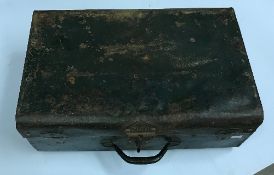 A vintage style painted old steel trunk,