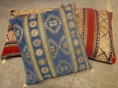 Three large Caucasian Kelim cushions, tw