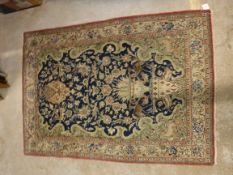 A Qum prayer rug, the central panel set