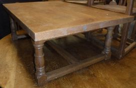 An oak coffee table in the Arts & Crafts