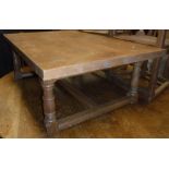 An oak coffee table in the Arts & Crafts