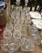 A collection of glassware to include two