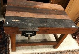 A child's work bench with integral vice,