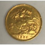 An Edward VII gold half sovereign, 1908,