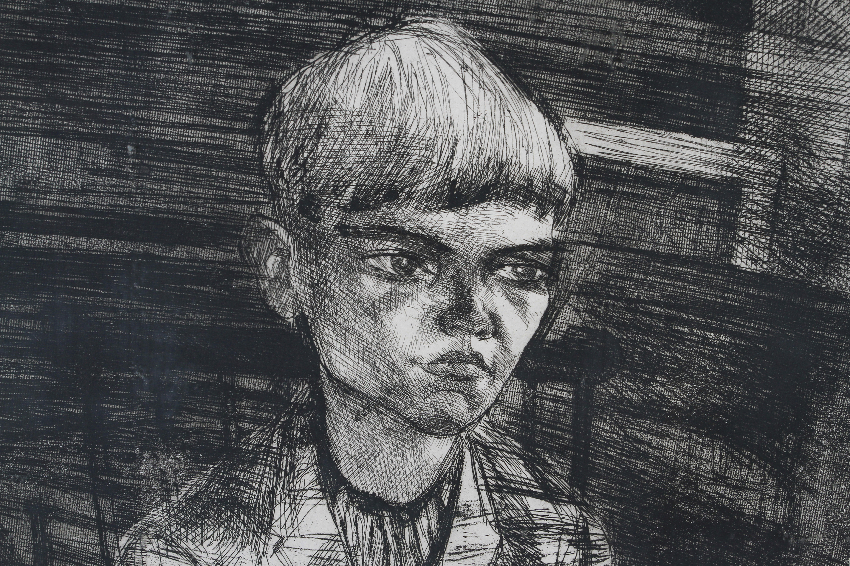 ARR EVELYN MAY GIBBS (1905-1991) Young boy, portrait, three-quarter length sitting with hands - Image 2 of 4