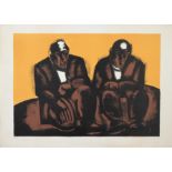 ARR JOSEF HERMAN RA (Polish-British, 1911-2000) Two Miners, colour lithograph on paper, signed and