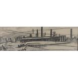 ARR DRUIE BOWETT (1924-1998) Industrial landscape with chimneys, charcoal on buff paper, signed