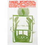 BY AND AFTER PAUL PETER PIECH (American 1920-1996) Amnesty International, linocut, two colour