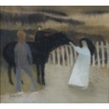 ARR MARY FEDDEN OBE RA RWA (1915-2012) Horse Black horse with figures beside a picket fence, gouache