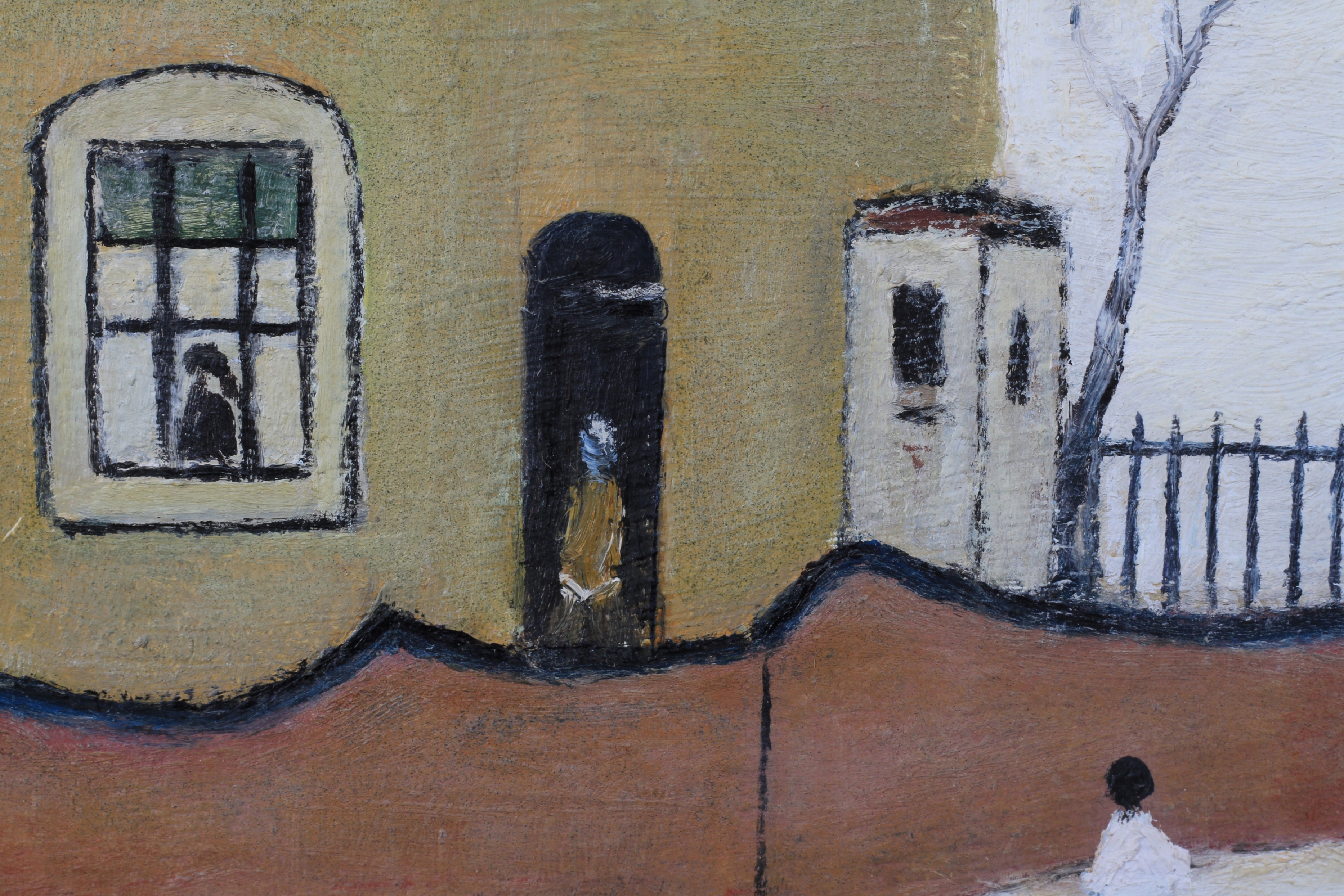 ARR LAURENCE STEPHEN LOWRY RBA RA (1887-1976) 'Street Scene Outside A House' Family and dogs - Image 4 of 7