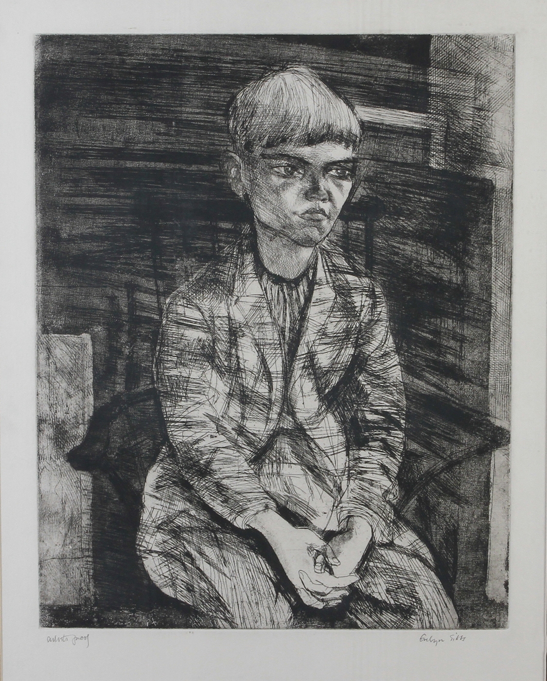 ARR EVELYN MAY GIBBS (1905-1991) Young boy, portrait, three-quarter length sitting with hands