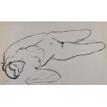 ARR DRUIE BOWETT (1924-1998) Reclining female nude, ink on grey paper, initialled and dated (19)