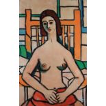 ARR JEAN-GEORGES SIMON (Hungarian, 1894-1968) Female nude sitting on an orange chair, three