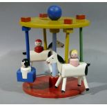 A child's wooden carousel