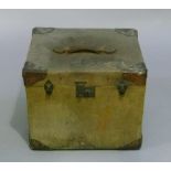 An early 20th century canvas and leather mounted trunk of square outline, by Grime and Son of