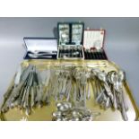 A quantity of silver plated table cutlery, together with some boxed table cutlery