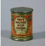 Advertising - a miniature Frys Malted Milk cocoa pencil sharpener printed tin, 2.5cm high