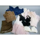 A pink nylon baby doll nightie and gown, various items of 1960's underwear and a black lace and