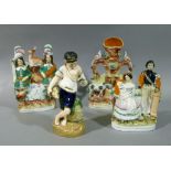 A Victorian Staffordshire flatback group of Napoleon III and Empress Eugenie with Prince, 21cm high;