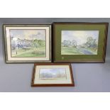 Bill Rennison watercolour of Harrogate; together with two other watercolours of Harrogate, all