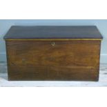 A Victorian hardwood two handled chest with hinged top plain front, 120cm wide