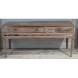 A George III mahogany spinet adapted to a table, outlined with parquetry borders the hinged lids