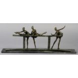 Libra - a reproduction resin sculpture of three ballet dancers at the bar, 58cm wide x 20cm high