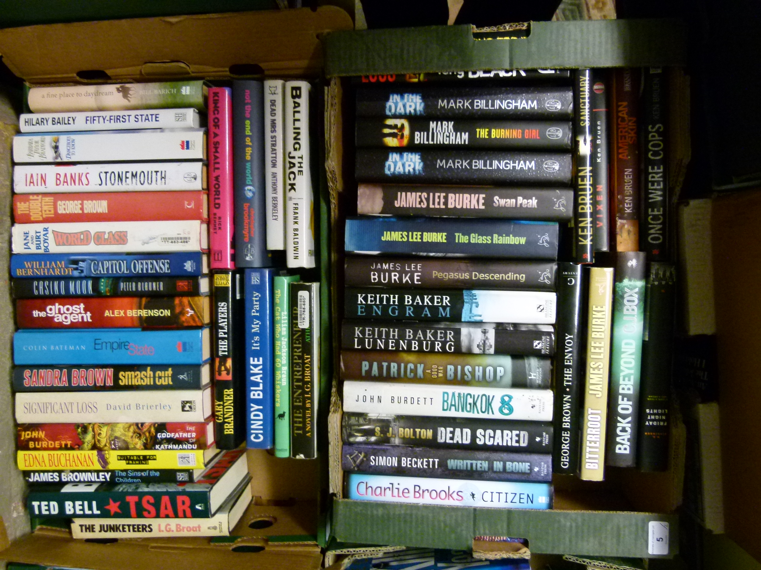 Various authors including James Lee Burke, Ken Bruen, George Brown, and others. A collection of