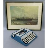 An Imperial Tab-O-Matic typewriter together with a framed print of the SS Great Britain, framed (2)