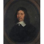 MANNER OF ROBERT WALKER (1607-1658) Portrait of a gentleman, half length, in black with a white