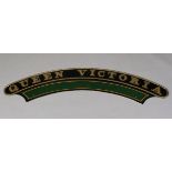 AN ORIGINAL PAINTED ENGINE PLATE, painted brass, from 'Queen Victoria' 1913 GWR Star Class 4-6-0