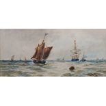 THOMAS BUSH HARDY (1842-1897) Shipping in the Channel, watercolour heightened white, signed and