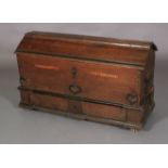 A SWEDISH OAK MARRIAGE CHEST late 18th century having a domed top, the front inlaid with two