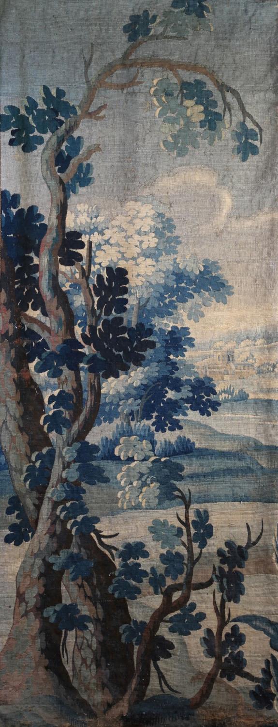 A FLEMISH VERDURE TAPESTRY FRAGMENT, early 18th century, woven with an oak sapling to the foreground - Image 3 of 3