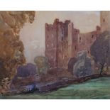 ARR FRED LAWSON (1888-1968) Castle ruins on a hillside, watercolour, signed and dated 1910 to