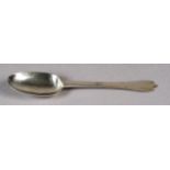 A GEORGE I SILVER RAT TAIL PATTERN SPOON, the trifid top punched and engraved to the reverse T.L,