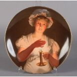 A VIENNA PORCELAIN CIRCULAR CABINET PLATE, Lisette by Fendi depicting a young woman holding a