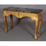 AN OLD REPRODUCTION GILTWOOD SIDE TABLE in the style of William Kent, the verde amtico marble top
