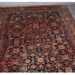 A PERSIAN CARPET, Nenej Southern Hamadam Region the dark blue ground filled with plant forms in