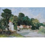 ENGLISH SCHOOL, (Early 20th Century) Village inn with horse and cart, oil on canvas, unsigned,