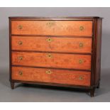 A LATE 18TH/EARLY 19TH CENTURY DUTCH MARQUETRY CHEST, the canted rectangular top inlaid to the