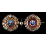 A MID 19TH CENTURY DIAMOND AND ENAMELLED PORTRAIT BROOCH by Giacomo Franchini of Venice, to