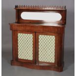 AN EARLY VICTORIAN ROSEWOOD VENEERED MIRROR BACK CHIFFONIER, the top with three quarter gallery of