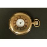 A GEORGE V HALF HUNTER POCKET WATCH BY WALTHAM in 9ct gold case no. 2353903, Aaron Lufkin Dennison